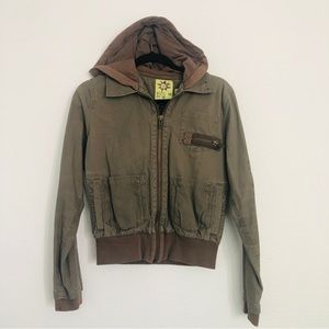 Volcom Olive Green Vintage-Style Hooded Jacket M